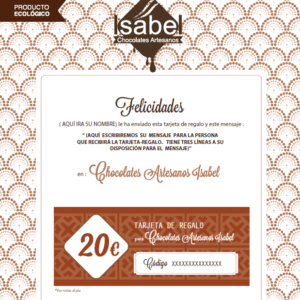 Tarjeta regalo chocolate gourmet