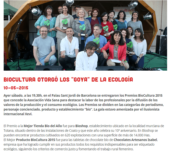 Premio al Mejor Producto BIO Biocultura