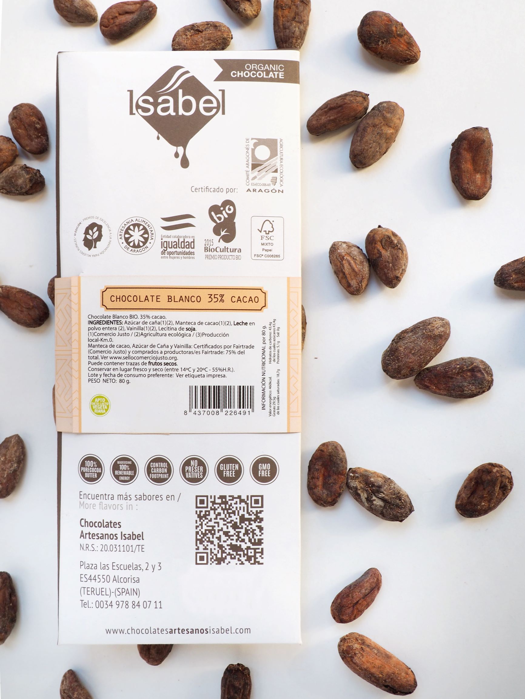 Tableta Chocolate Blanco 35% BIO y Ecológica 2