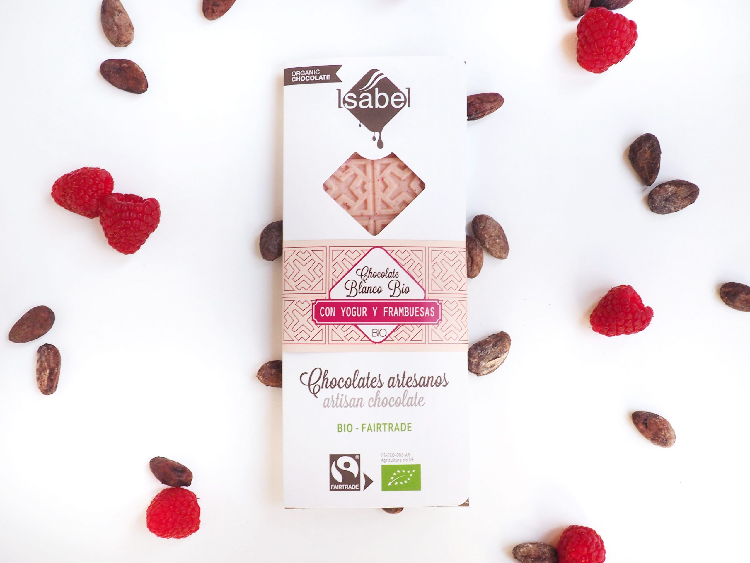 Tableta Chocolate Blanco con Yogur y Frambuesa ECO y BIO