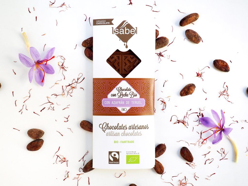 Tableta de Chocolate con Leche y Azafrán de Teruel - BIO y ECO