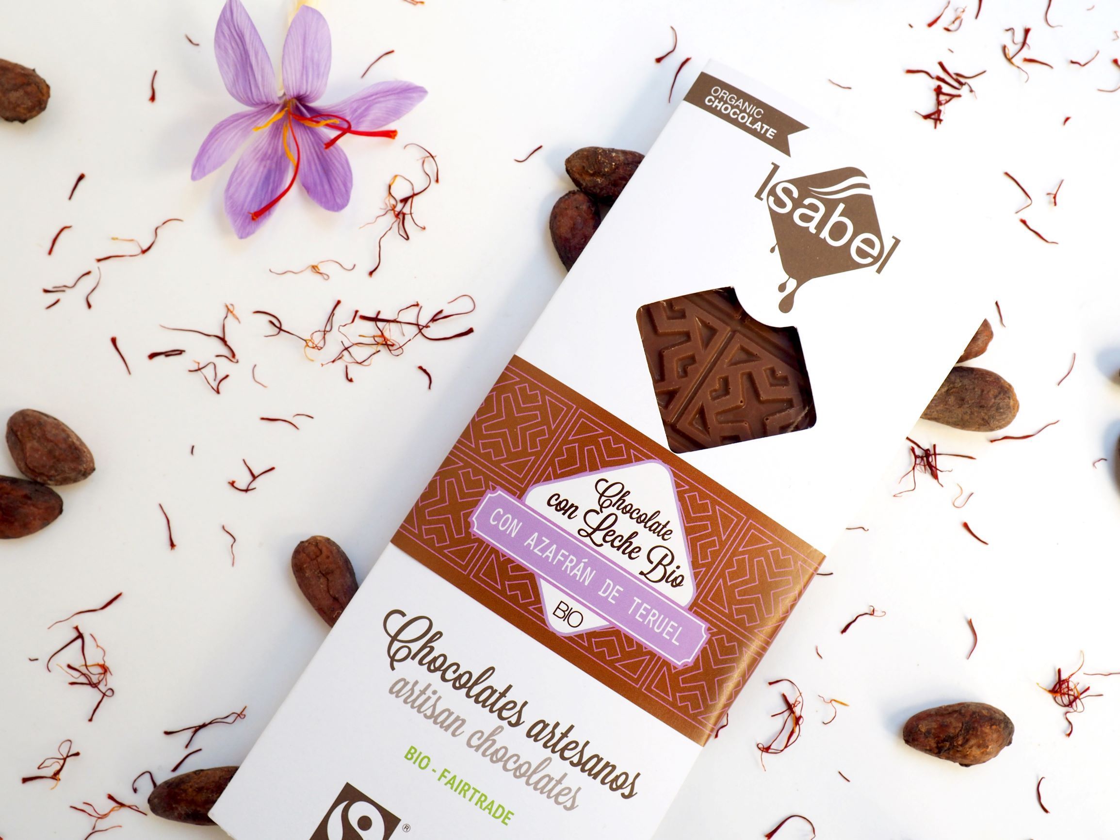 Tableta de Chocolate con Leche y Azafrán de Teruel - BIO y ECO 2