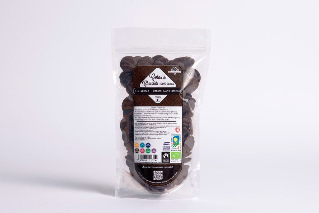 Gotas de Chocolate 100% cacao SIN AZÚCAR